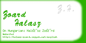 zoard halasz business card